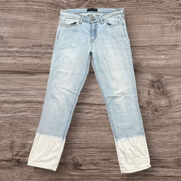 Flying Monkey Blue and White Straight Leg Two-Tone Jeans Size 28 - Picture 1 of 6